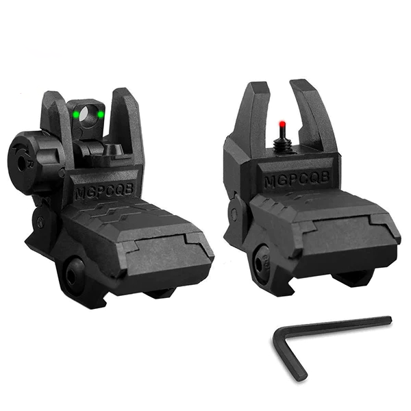 TS1 Flip up Battle Iron Sights Front and Rear Sights For Picatinny Rail(With optical fiber)