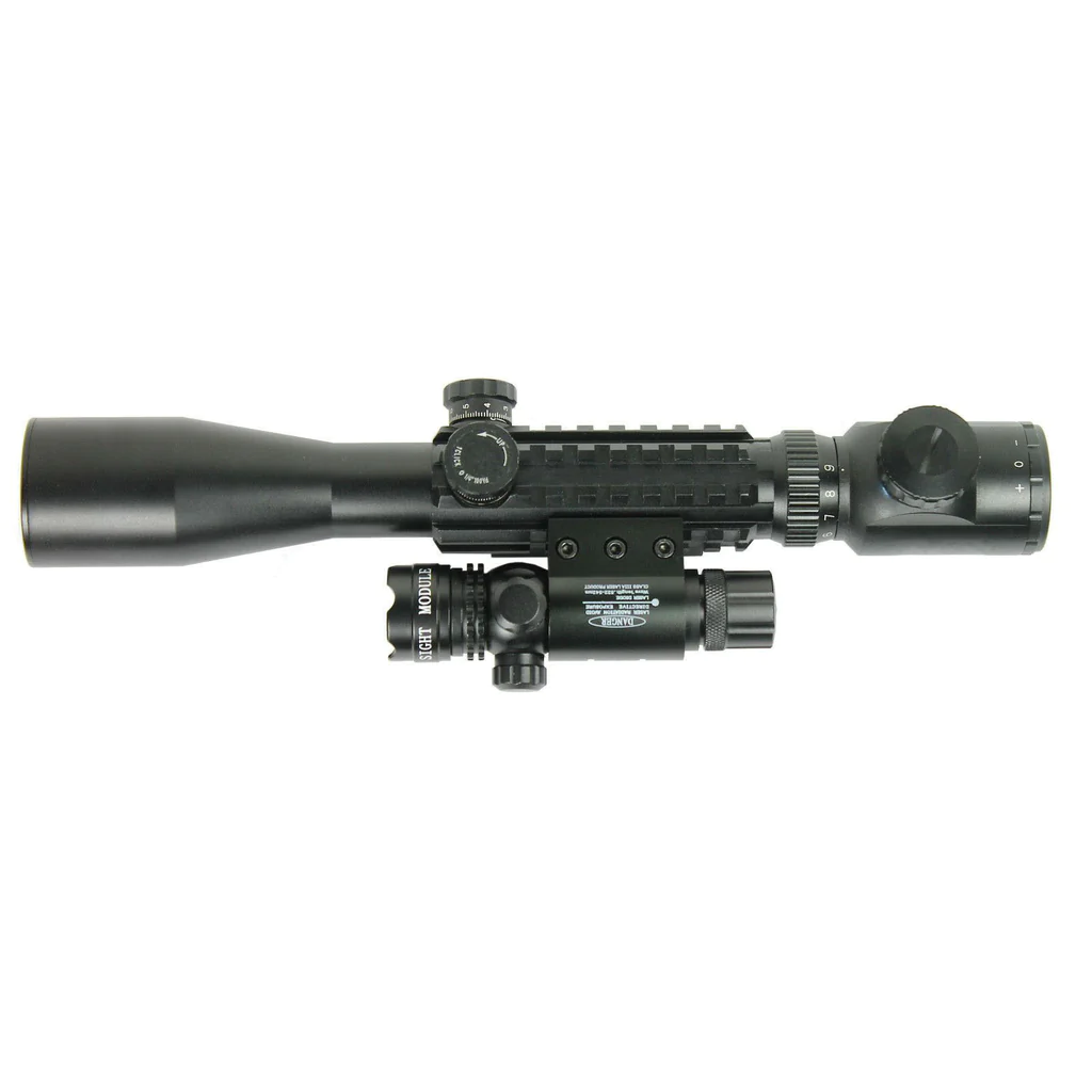 Tactical C3-9X40EG Optical Rifle Scope with Green Laser Sight Mounts & Acc Rails
