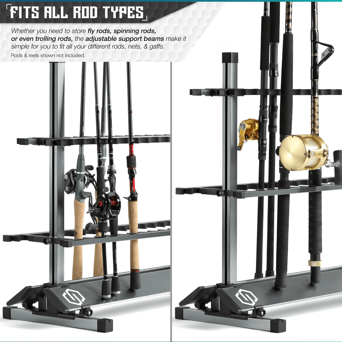 Fishing Pole Aluminum Rack (3 Sizes)
