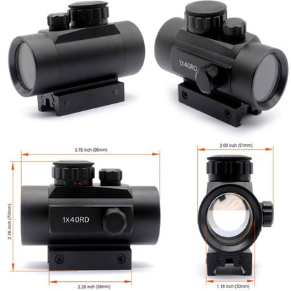 1X40 RED DOT SCOPE SIGHT RIFLE SCOPE GREEN RED DOT COLLIMATOR DOT WITH 11MM/20MM RAIL MOUNT AIRSOFT AIR HUNTING - OPTICREV