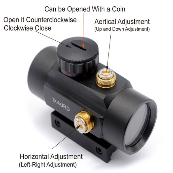 1X40 RED DOT SCOPE SIGHT RIFLE SCOPE GREEN RED DOT COLLIMATOR DOT WITH 11MM/20MM RAIL MOUNT AIRSOFT AIR HUNTING - OPTICREV