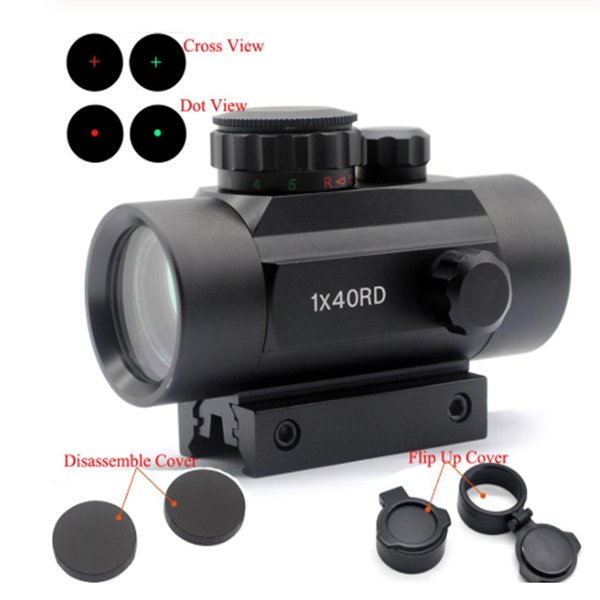 1X40 RED DOT SCOPE SIGHT RIFLE SCOPE GREEN RED DOT COLLIMATOR DOT WITH 11MM/20MM RAIL MOUNT AIRSOFT AIR HUNTING - OPTICREV