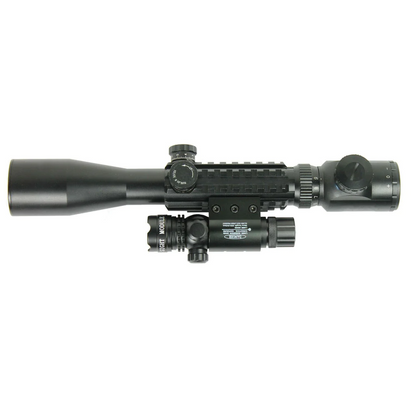 Tactical C3-9X40EG Optical Rifle Scope with Green Laser Sight Mounts & Acc Rails