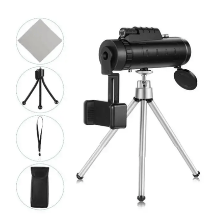 Dual Focus 12x50 Waterproof Monocular Spotting Scope With Universal Phone Mount