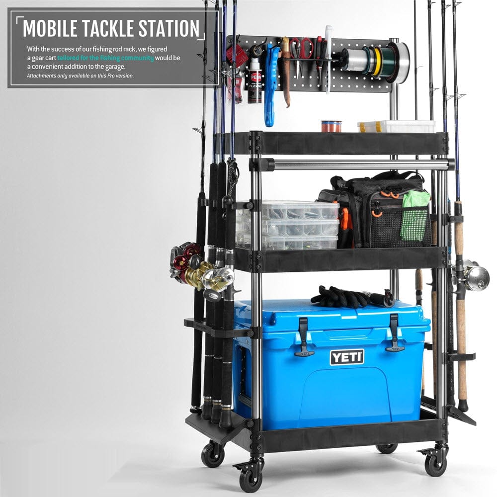 Mobile Tackle Station - Cart w/ 16 Slot Fishing Rod Holder